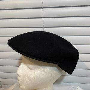 100% Wool Newsboy Cabbie Hat Vntg Black Size S/M